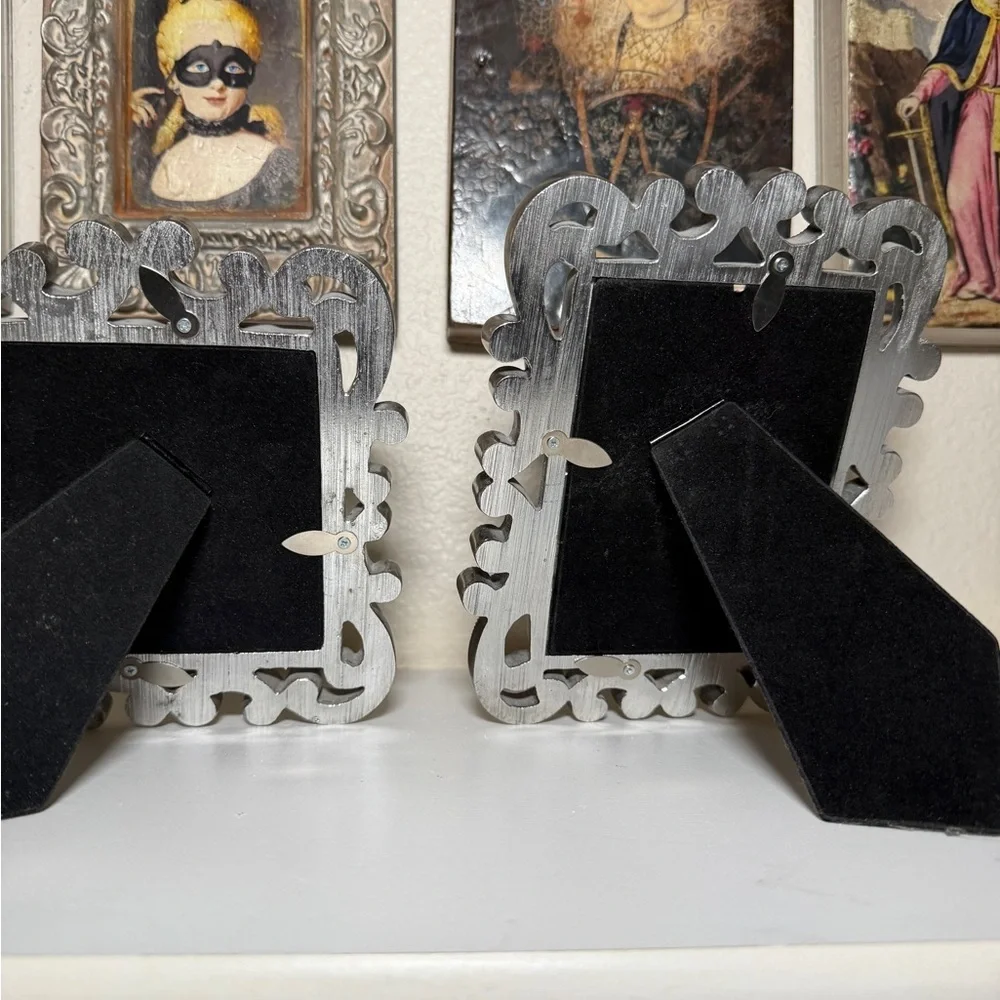 Sienna Ornate Silver Beaded Scroll Picture Frames 4x4 & 3.5x5‎ Set